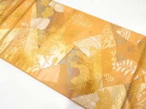 向かい鳳凰に異国人物・花更紗模様織り出し　名古屋帯